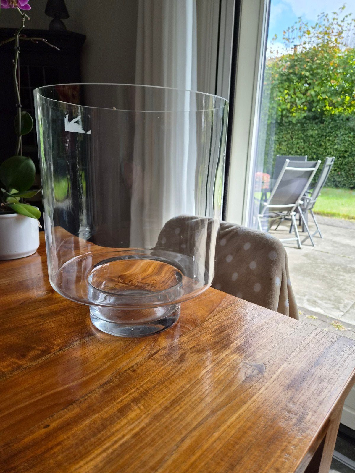 Grote glazen vaas - 30 cm doorsnede, 40 cm hoog, Ophalen, Gebruikt, Transparant, Glas