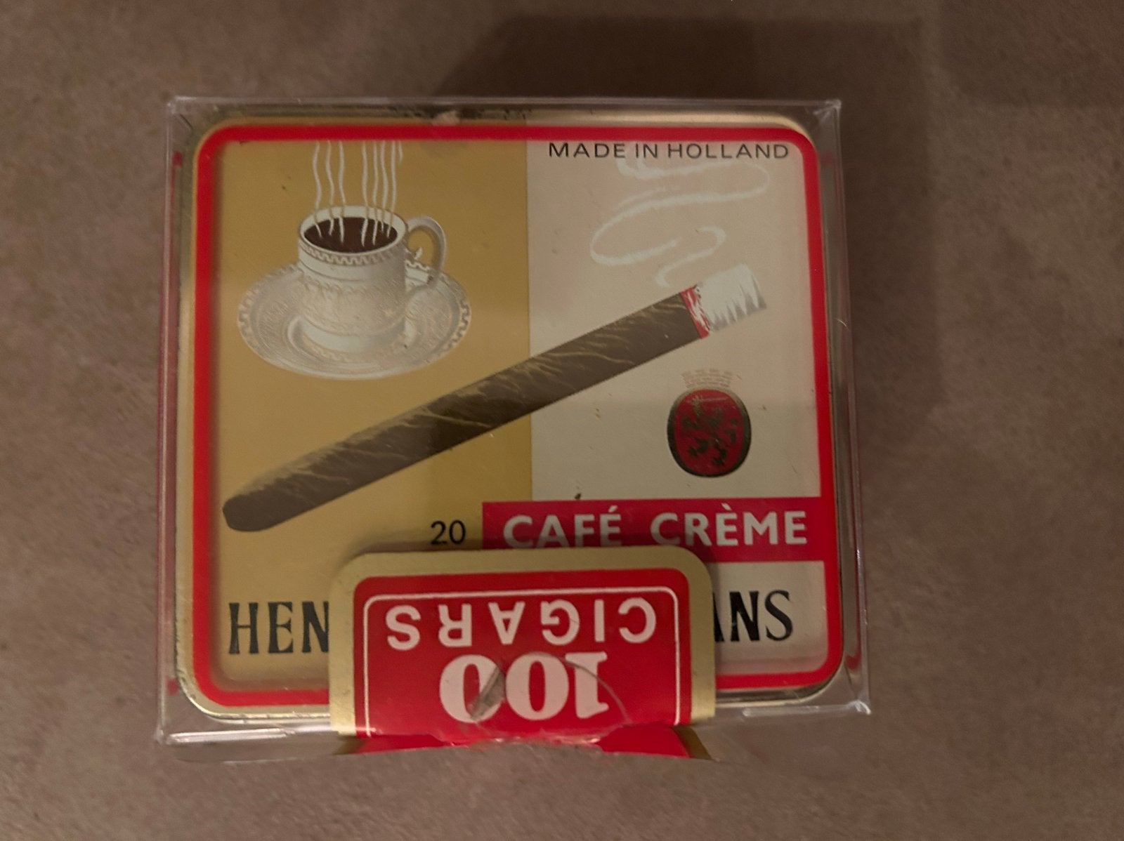 Vintage Henri Wintermans Café Crème sigarenblikjes (100 siga, Ophalen, Zo goed als nieuw, Tabaksdoos of Verpakking