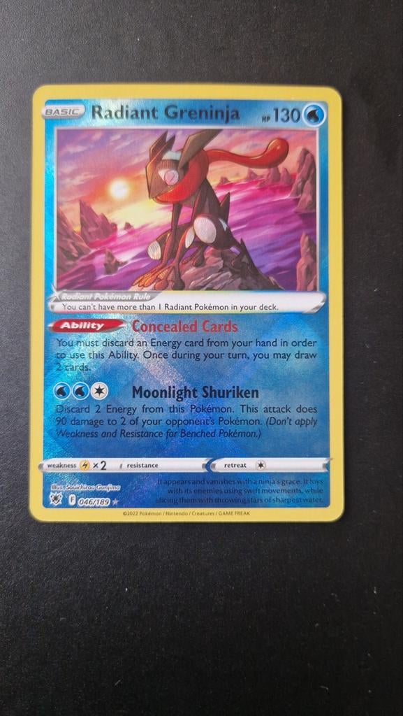 Radiant Greninja 046/189 Astral Radiance Pokemon, Ophalen of Verzenden, Zo goed als nieuw, Losse kaart