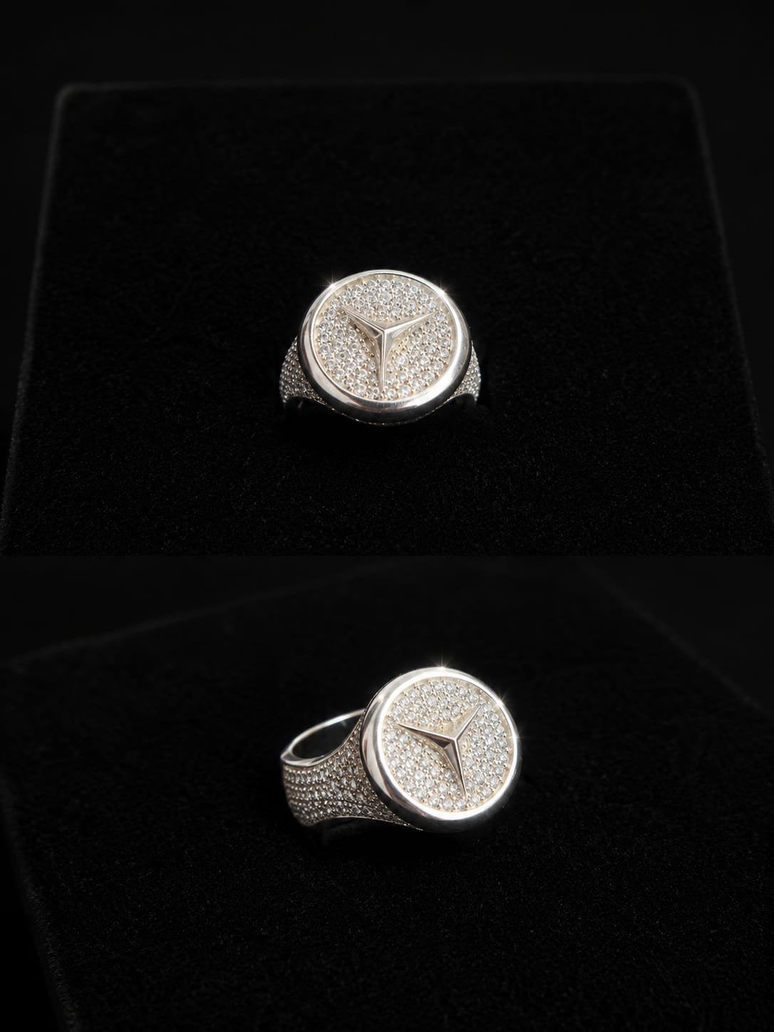 Iced Out Mercedes Ring, 19 tot 20, Nieuw, Ophalen of Verzenden, Dame of Heer