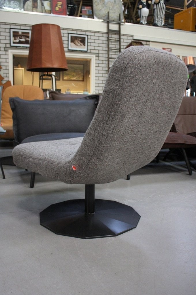 Luxe fauteuil Lush Jess design metaal stof draaibaar naturel, Huis en Inrichting, Ophalen, 75 tot 100 cm, Zo goed als nieuw, Metaal