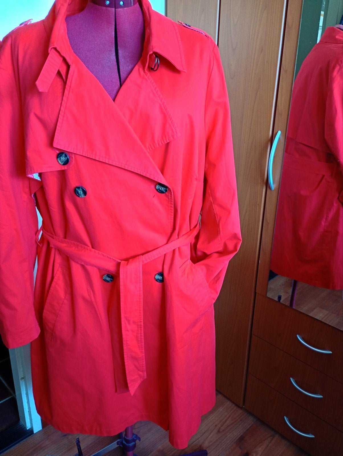 trenchcoat maat 54 Rood Ulla Popken, Kleding | Dames, Ulla Popken, Ophalen of Verzenden, Rood, Jas of Mantel