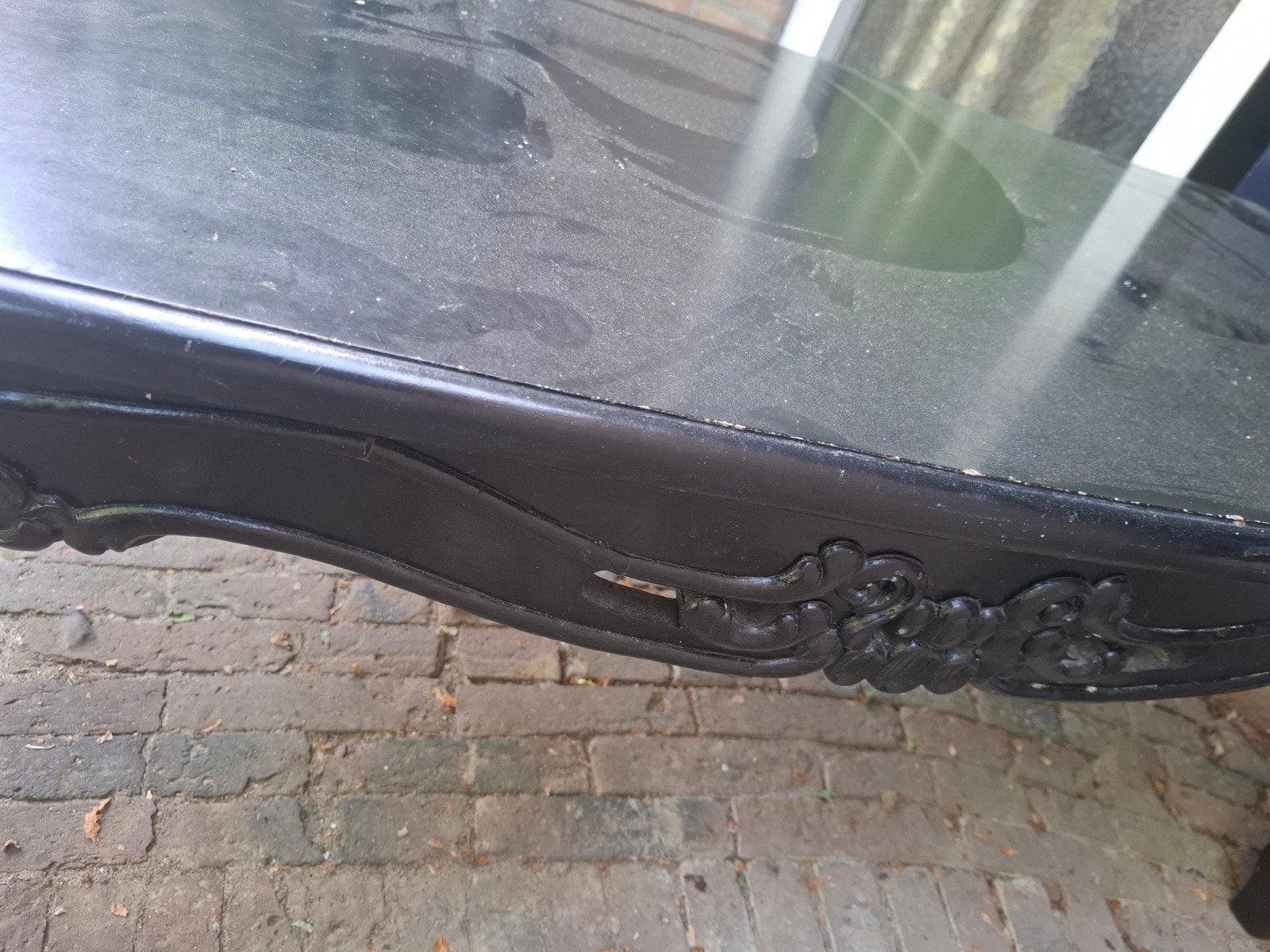 Zwarte barok salontafel met sierlijke details!, Huis en Inrichting, Tafels | Salontafels, Gebruikt, 50 tot 100 cm, 100 tot 150 cm