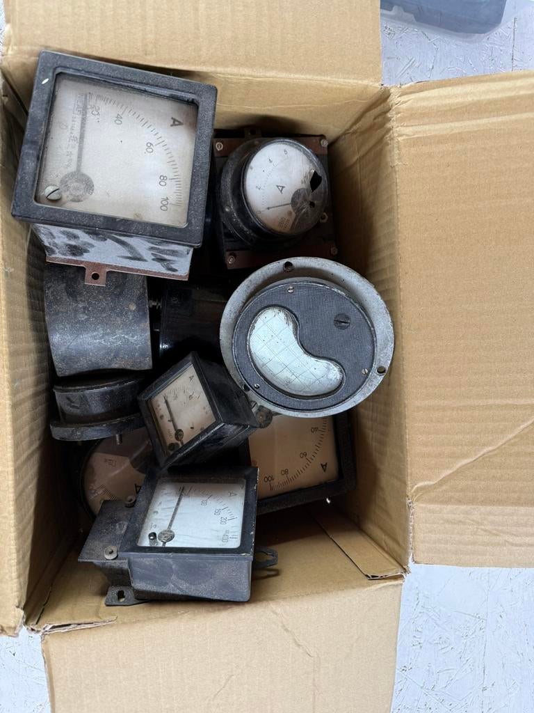 Doos vol oude meters, Ophalen of Verzenden, Zo goed als nieuw, Metaal of Aluminium