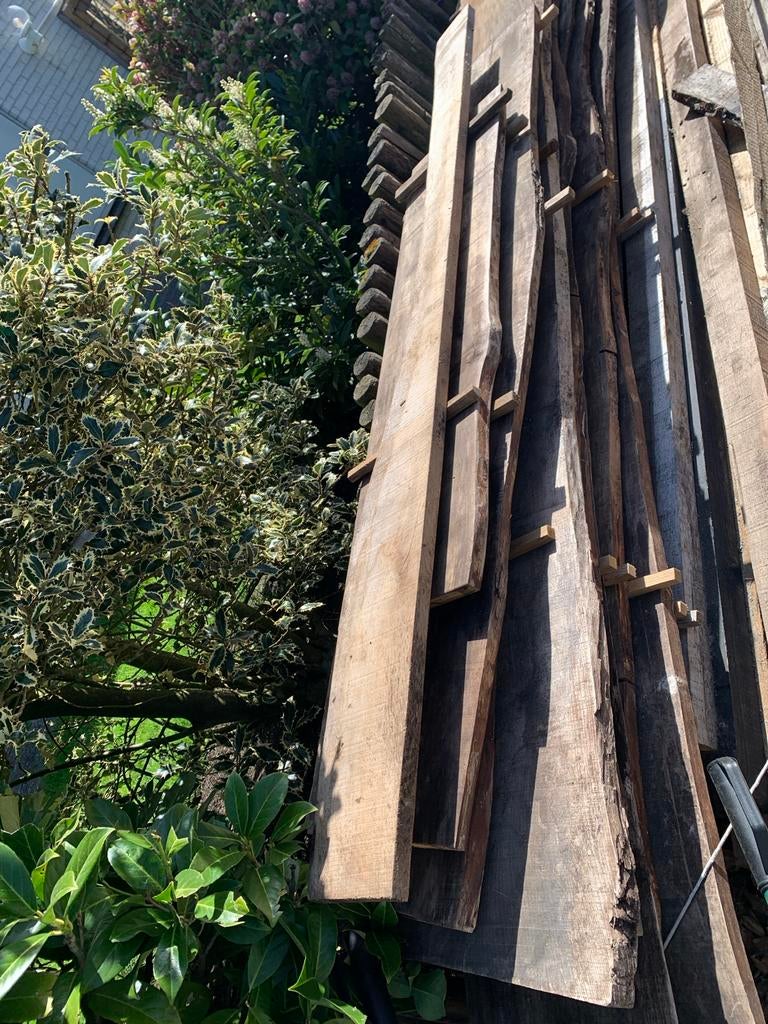 Kersenhouten planken onbehandeld, 7 jaar gedroogd, Doe-het-zelf en Verbouw, Hout en Planken, Gebruikt, 25 tot 50 mm, Ophalen of Verzenden