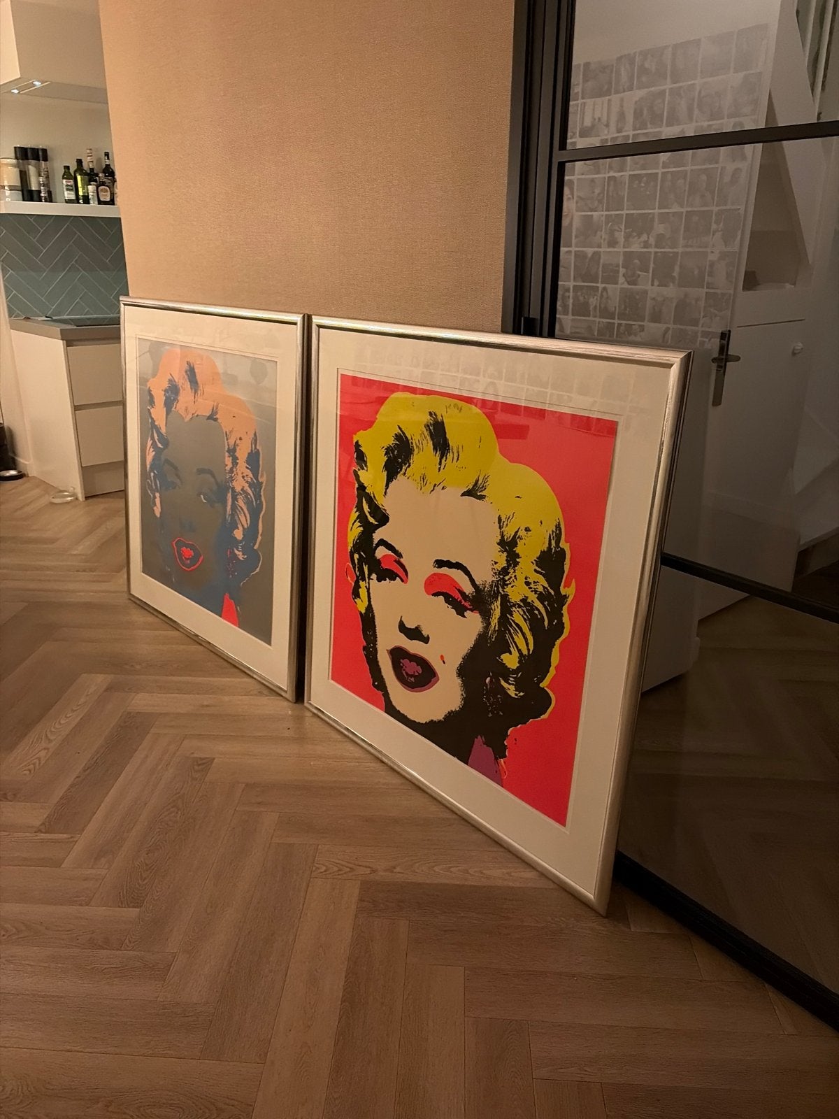 Set van 2 Marilyn Monroe Pop Art Prints - Andy Warhol Stijl, Ophalen, Papier/karton, Zeefdruk, Ingelijst