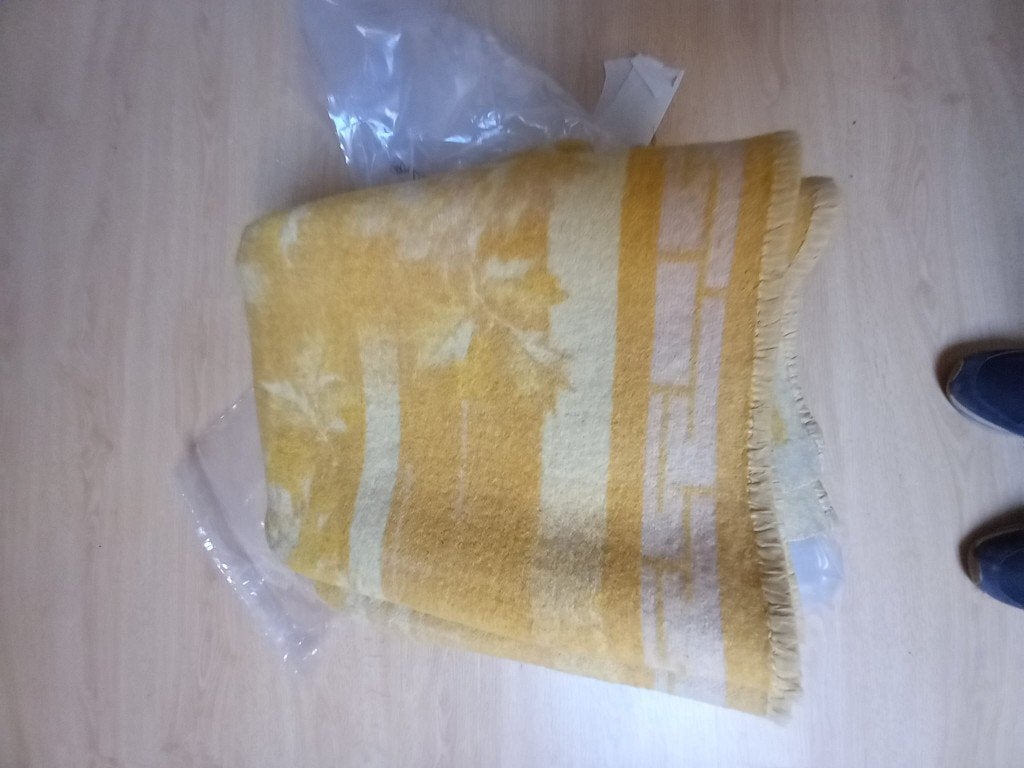 Geel wollen deken 1persbed of twijfelaar, Eenpersoons, Verzenden, Geel, Dubbelzijdig bruikbaar