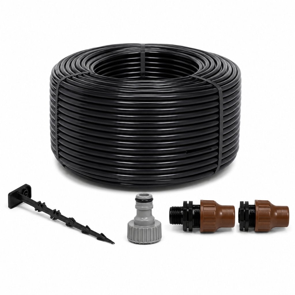 druppelslang actiepakket 100 meter incl. toebehoren, Tuin en Terras, Vervelde Druppelslangset 100 Meter | Complete Set voor Grote Tuinen en Professionele Beregening