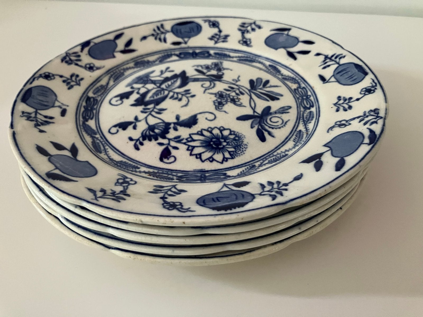 Antiek Delfts 5 Blauwe witte Borden, porselein, Ophalen of Verzenden