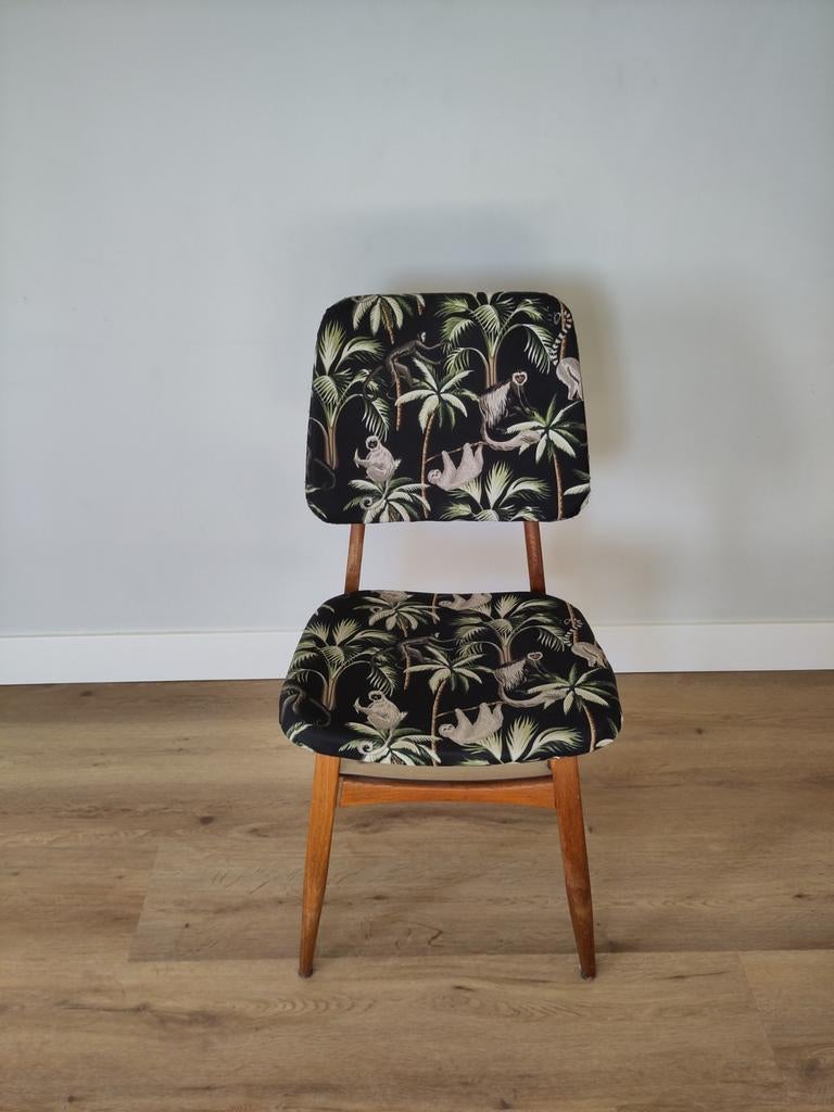 Vintage stoel met jungle print - uniek design, Ophalen, Gebruikt, Overige kleuren, Stof