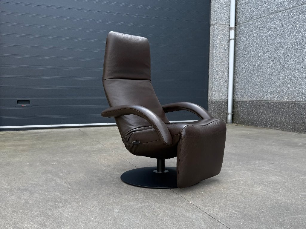 JORI Yoga relaxzetel – donkerbruin leder, medium, Huis en Inrichting, Fauteuils, Ophalen of Verzenden, Zo goed als nieuw, 50 tot 75 cm