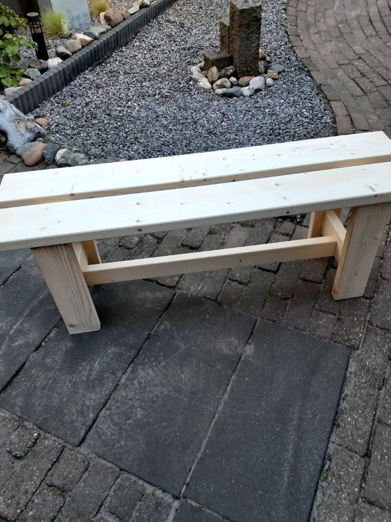 Houten bankje afm.120x46x32cm (nieuw) €17,50, Ophalen, Overige kleuren, Nieuw, Eén