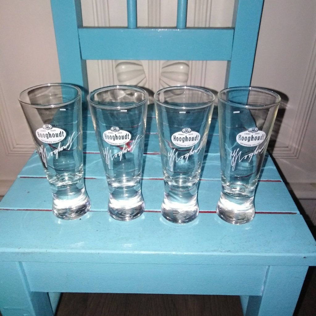 Hooghoudt borrel Jenever glaasjes 4 stuks, Ophalen, Gebruikt, Borrel- of Shotglas