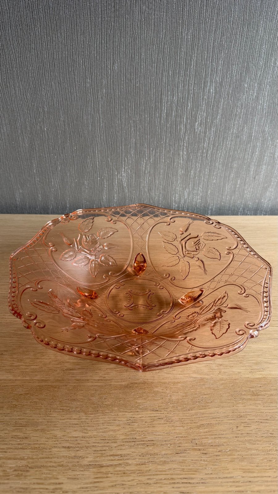 Vintage Roze Persglazen Schaaltje - Art Deco Stijl, Ophalen of Verzenden