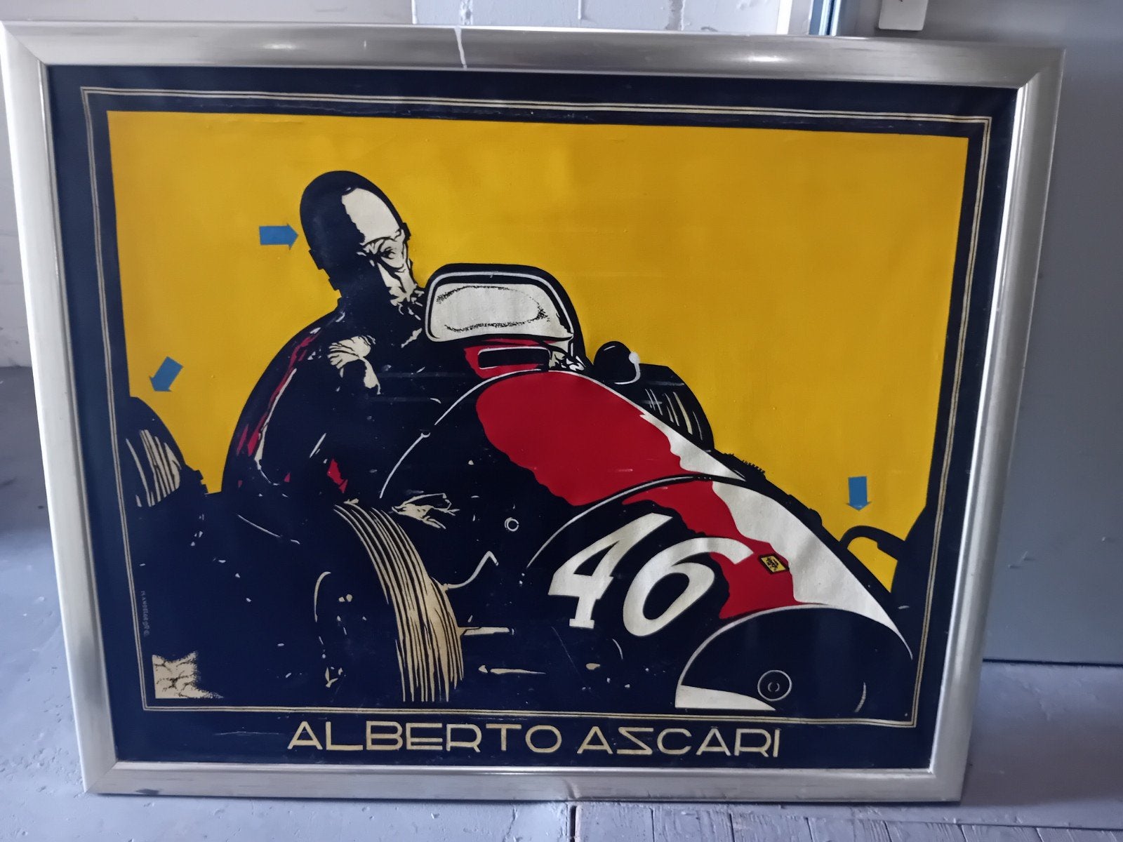 Groot kunstschilderij Alberto Ascari gesigneerd, Ophalen, Doek, Realistisch, Olieverf