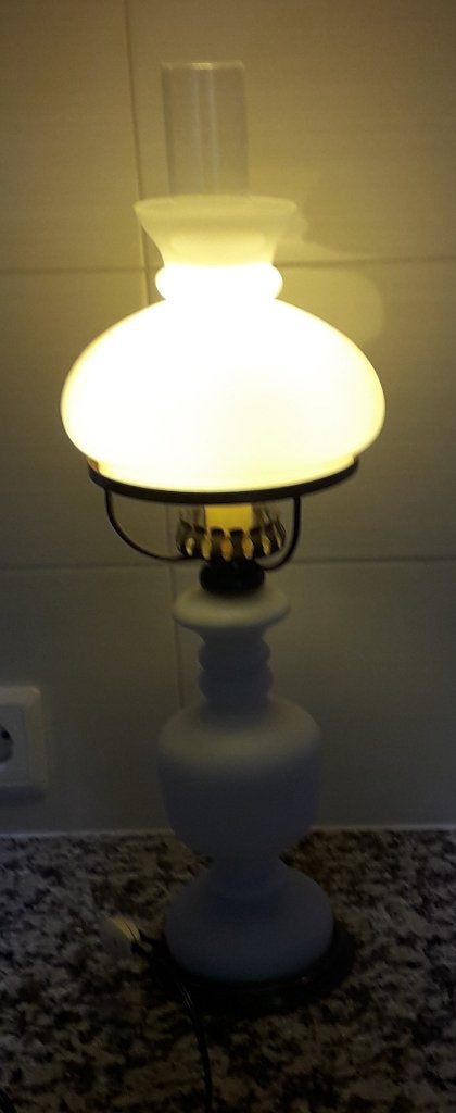 tafellamp / schemerlamp wit glas (model olielamp), Ophalen of Verzenden, Gebruikt