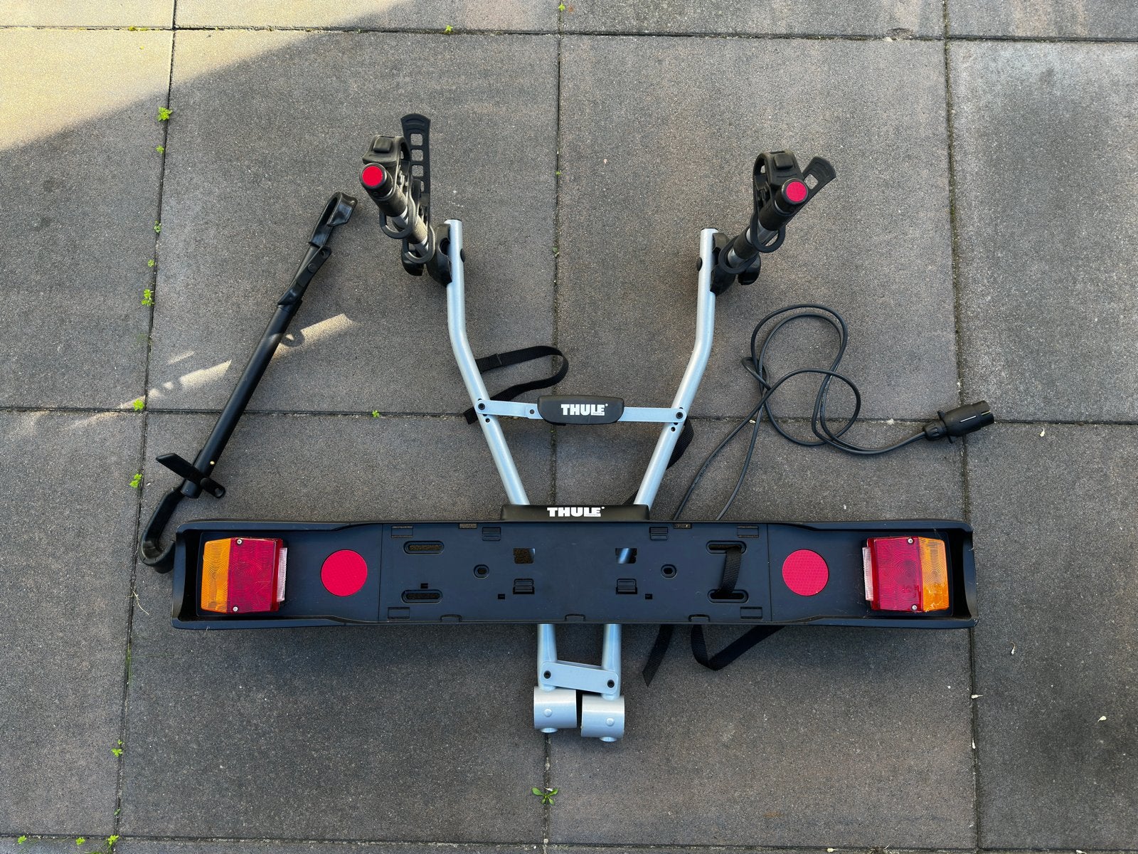 Thule fietsendrager set: 970 Xpress, lichtbalk, adapter, Auto diversen, Ophalen, 2 fietsen, Gebruikt, Trekhaakdrager