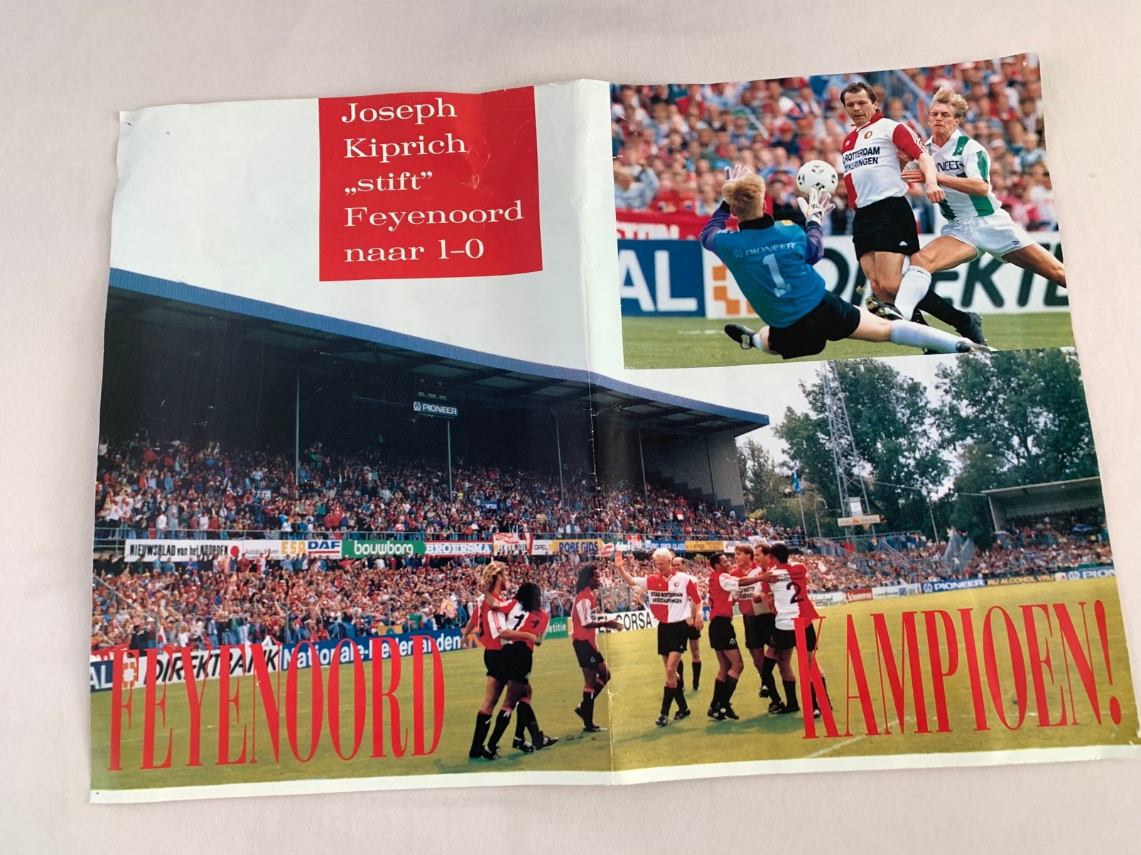 Poster Feyenoord , kampioen 1994, Ophalen of Verzenden, Gebruikt, Feyenoord, Poster, Plaatje of Sticker