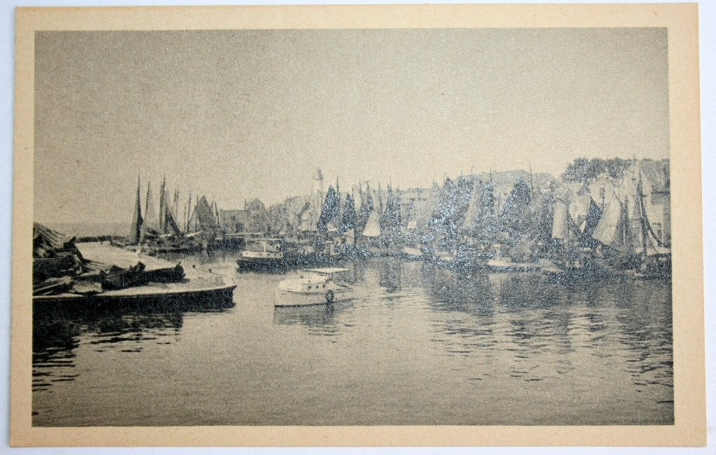 Urk, gereed voor visvangst (haven vol met zeilschepen), Ophalen of Verzenden, 1920 tot 1940, Ongelopen, Flevoland