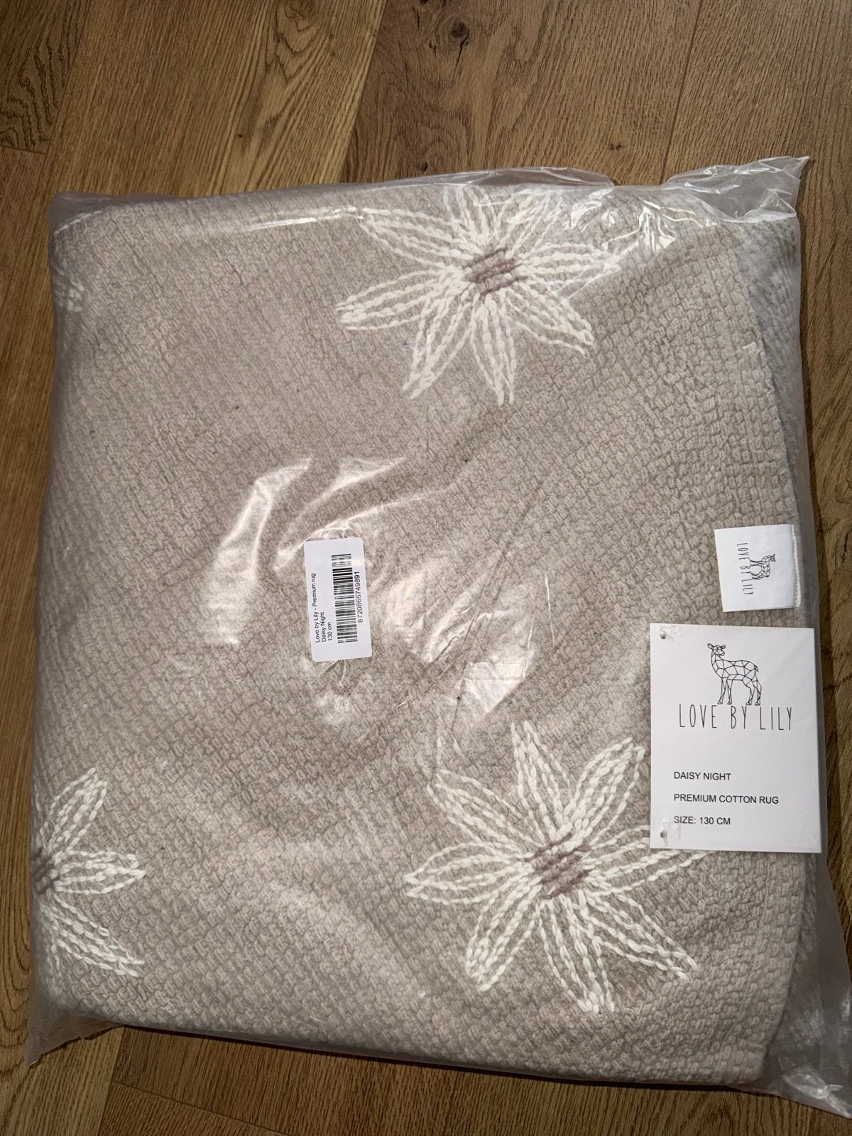 Vloerkleed Daisy Night van Love By Lily - 130 cm, 100 tot 150 cm, Beige, Rond, Nieuw