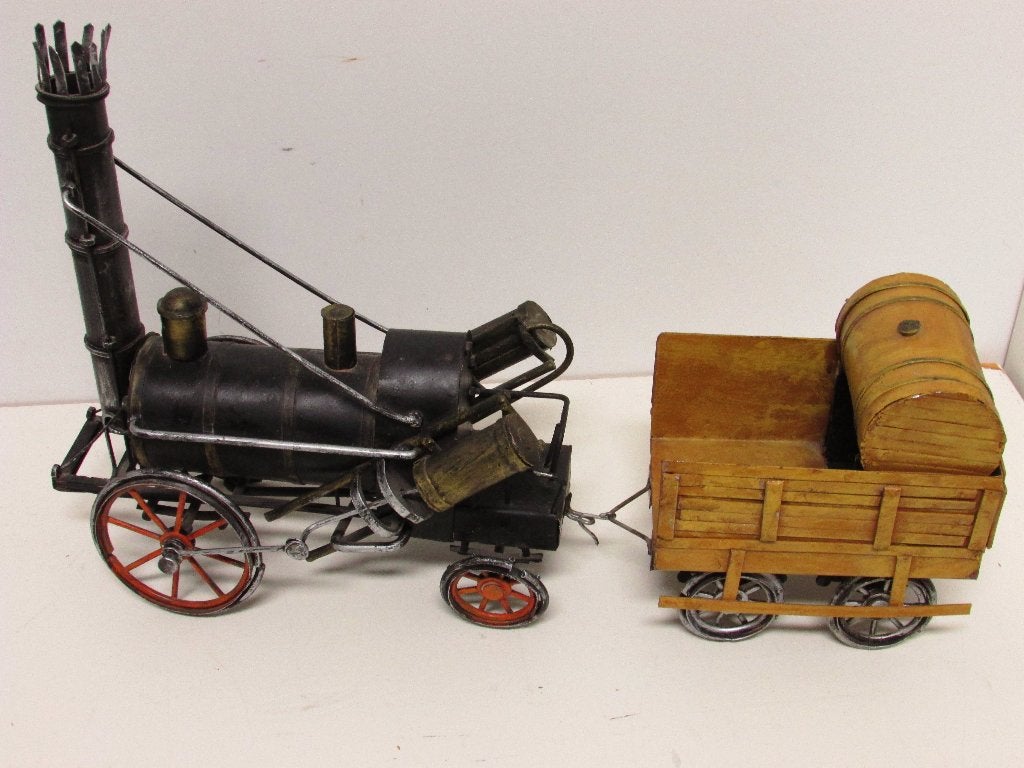 antieke stoom trein van scratch., Antiek en Kunst, Ophalen of Verzenden