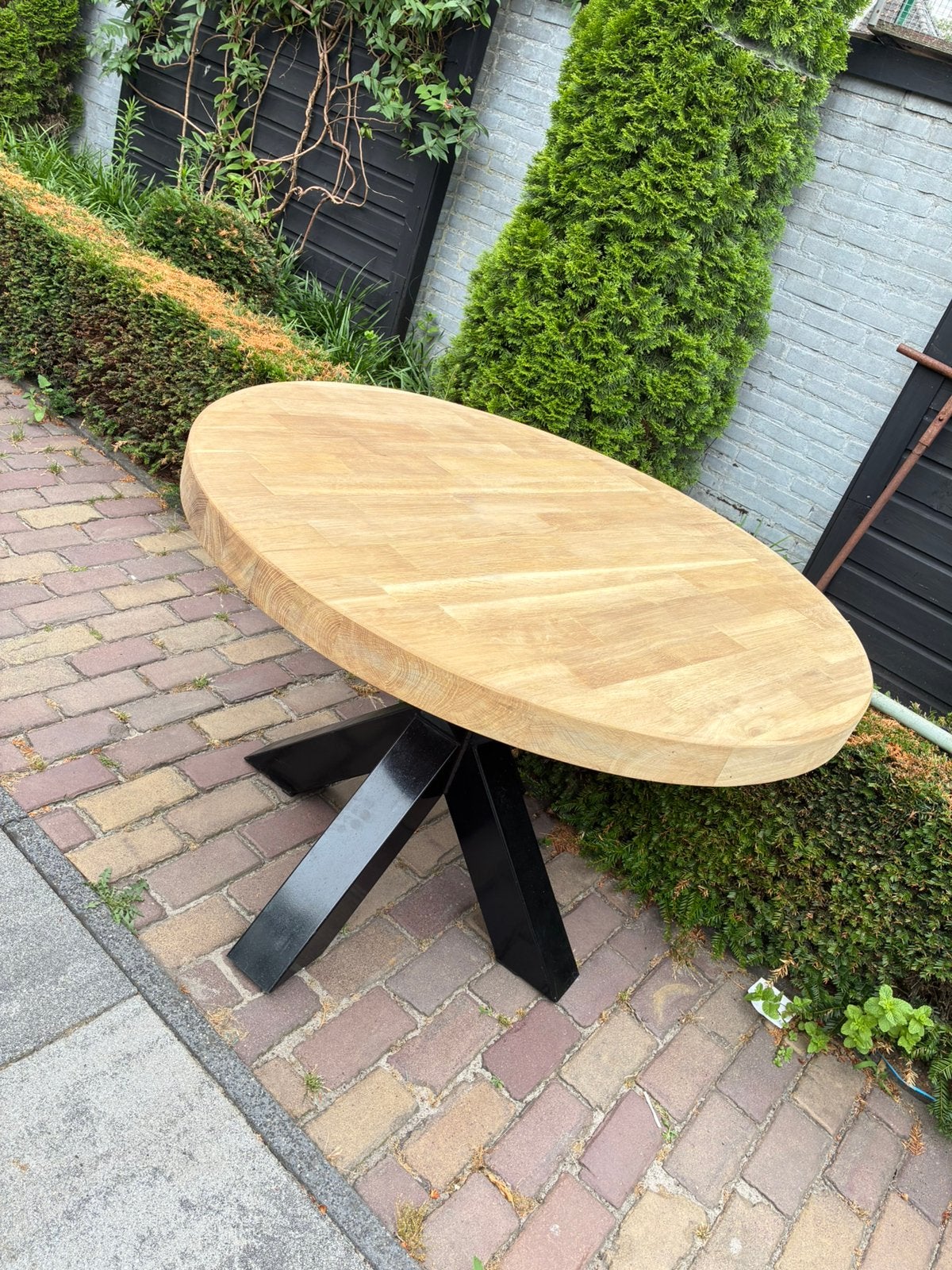 Ronde eettafel, Huis en Inrichting, Ophalen, 100 tot 150 cm, Rond, Zo goed als nieuw