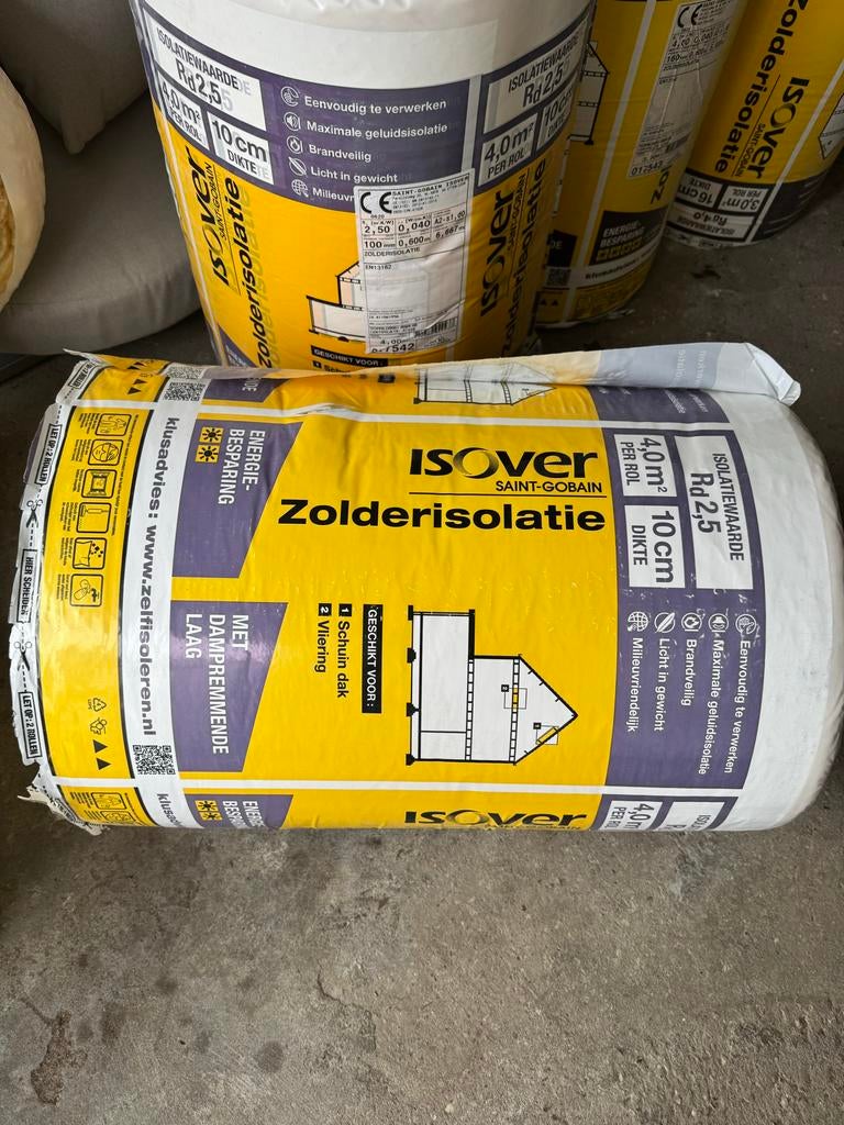 Isover zolderisolatie 18m2 en aluminium tape, 12 cm of meer, Nieuw, 15 m² of meer, Glaswol