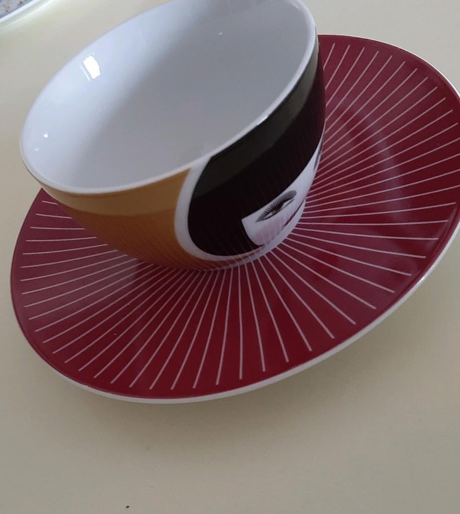 Kop en schotel gezicht en kat, Amore Mio, Ritzenhoff, Huis en Inrichting, Keuken | Servies, Ophalen, Zo goed als nieuw, Overige stijlen