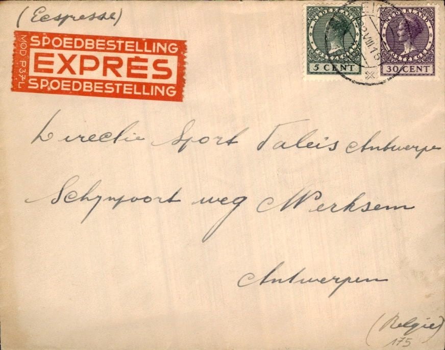 Eindhoven - Expres Spoedbestelling - 1938 - Antwerpen, Postzegels en Munten, Brieven en Enveloppen | Nederland, Verzenden, Envelop