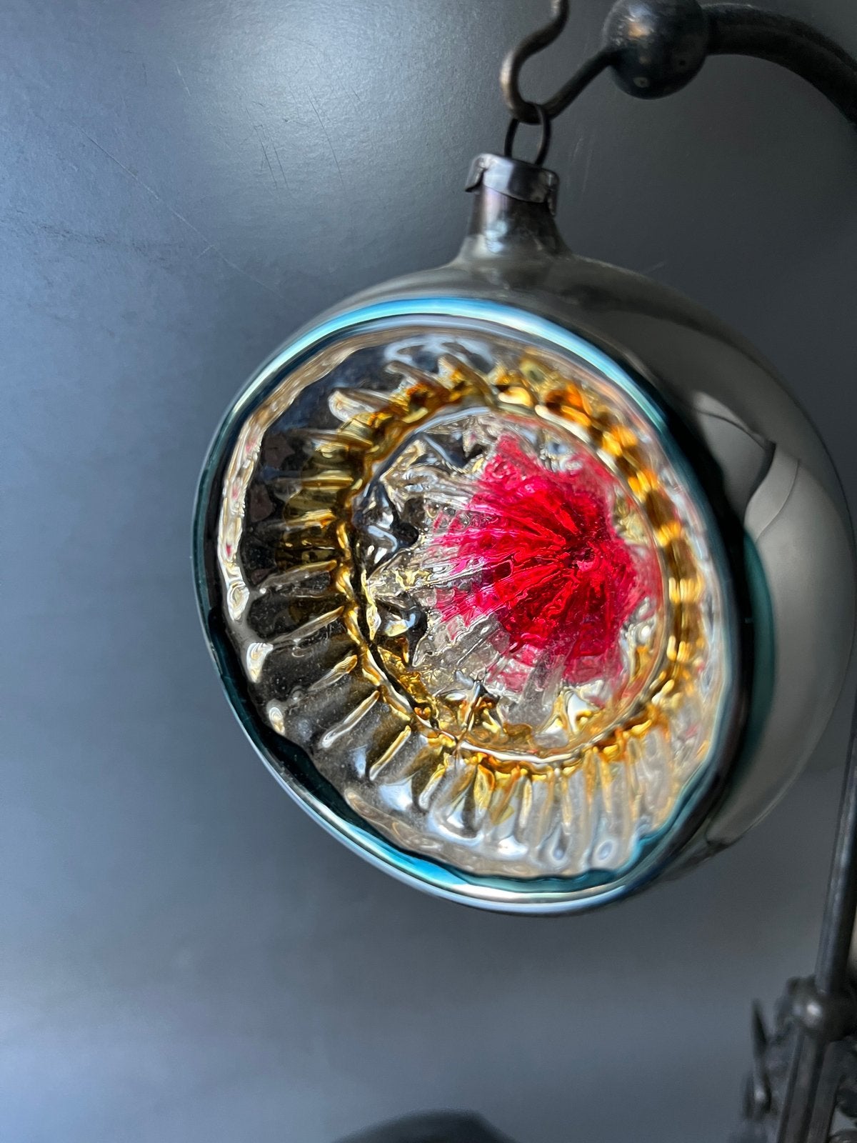 Oude glazen deuk kerstbal (nr. 89), reflector, Diversen, Gebruikt, ., Ophalen of Verzenden, .
