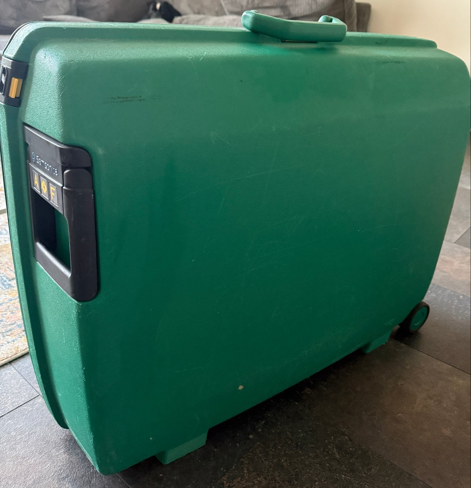 Vintage Samsonite Koffer - Groen met Wieltjes, Gebruikt, 20 tot 30 cm, 60 tot 80 cm, 55 tot 75 cm