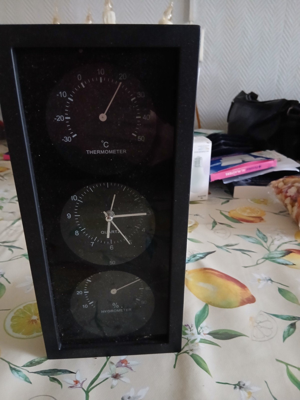 Weerstation met thermometer, hygrometer en klok, Ophalen, Gebruikt, Weerstation