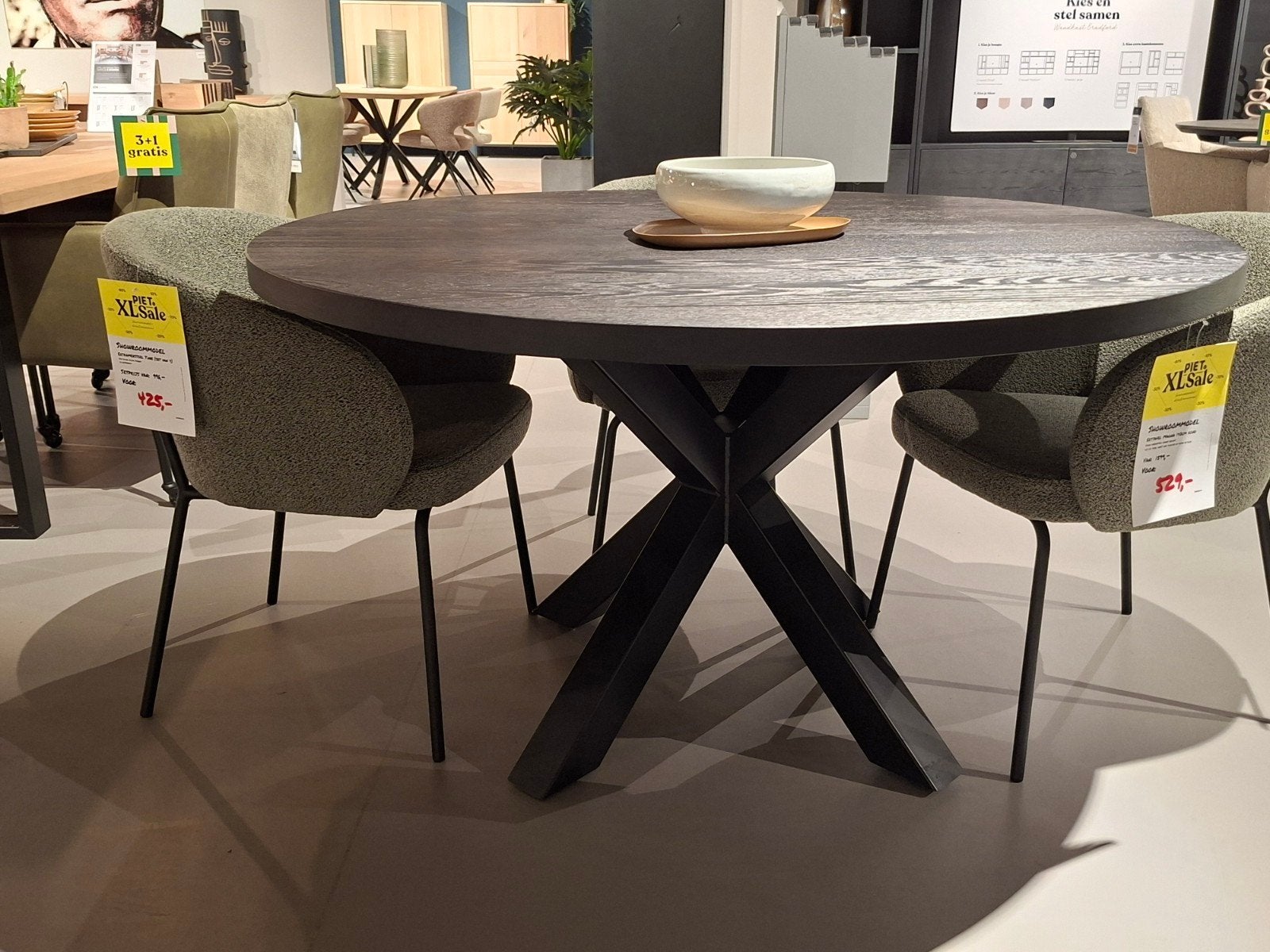 Showroommodel Eetkamertafel Magna Rond Eiken, Ophalen, Nieuw, Rond, Metaal