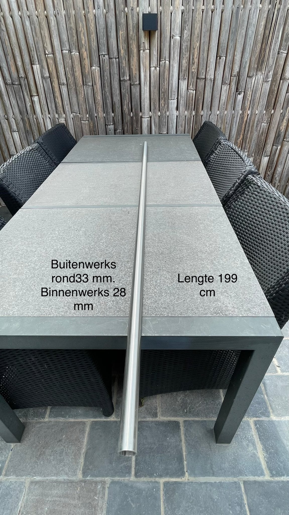 RVS buis - Ø33mm buiten, Ø28mm binnen, 199cm lang, Ophalen, Zo goed als nieuw, Overige metalen