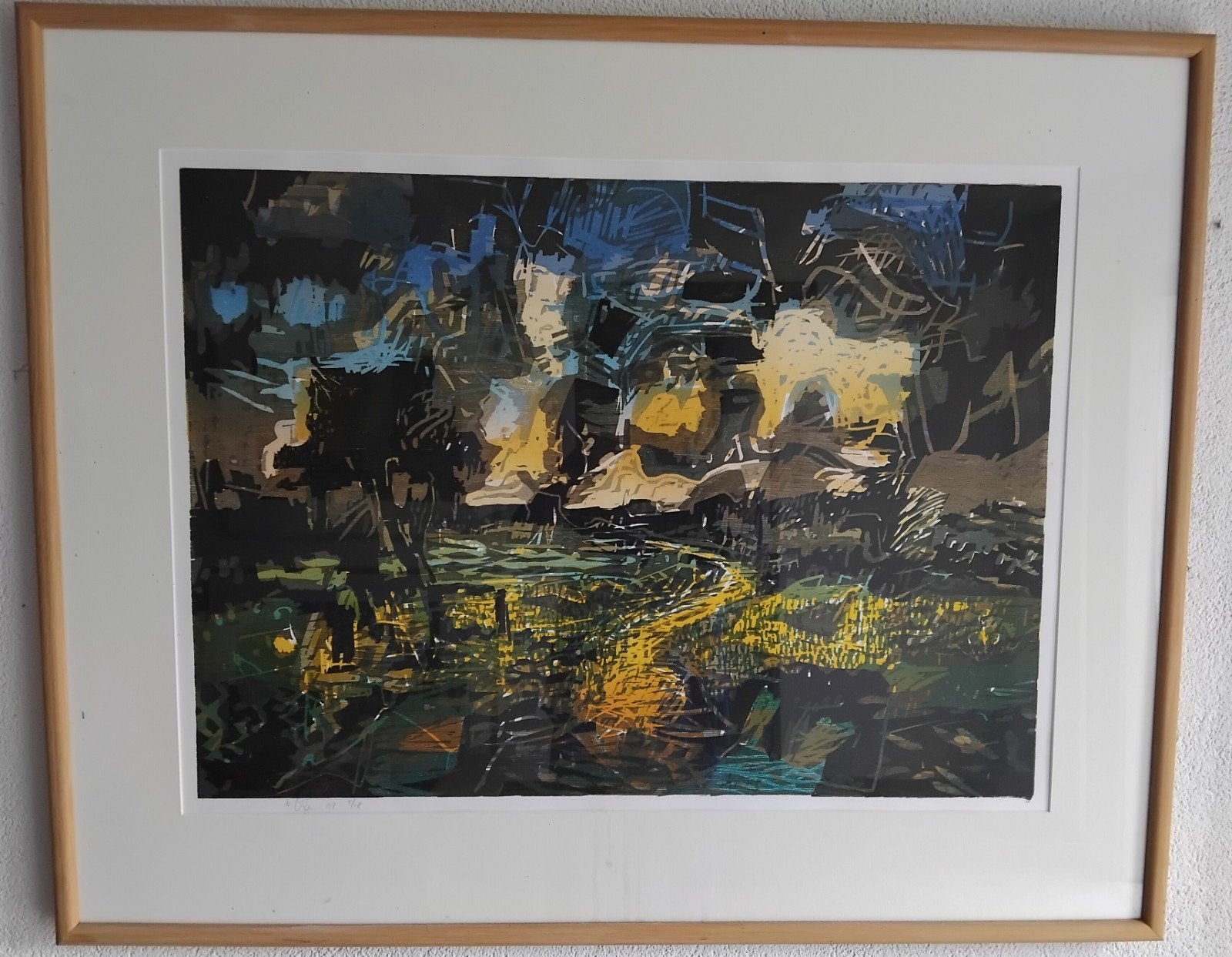 Grote kleurenhoutsnede  uit 1992 van Vincent van Ojen 1992, Ophalen
