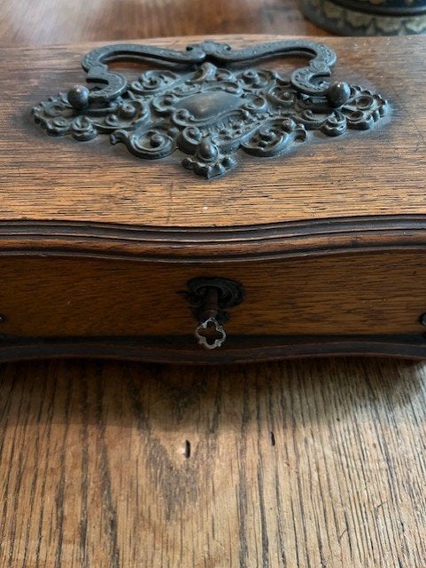 Prachtig houten juwelenkist sieradenkist met zilver beslag, Ophalen of Verzenden, Zilver