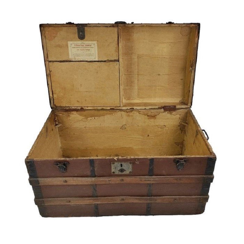 Antiek Houten Portugese Reiskoffer Dekenkist Kist Vintage, Ophalen of Verzenden