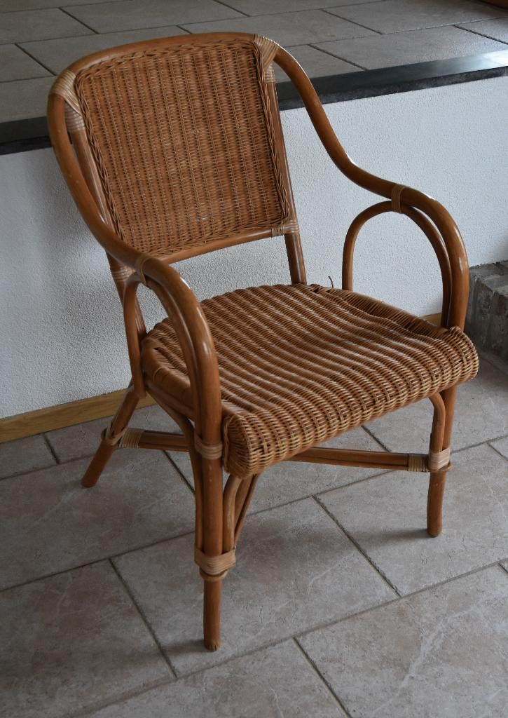 Rieten Rotan Stoel, Huis en Inrichting, Ophalen, Gebruikt, Bruin, Riet of Rotan