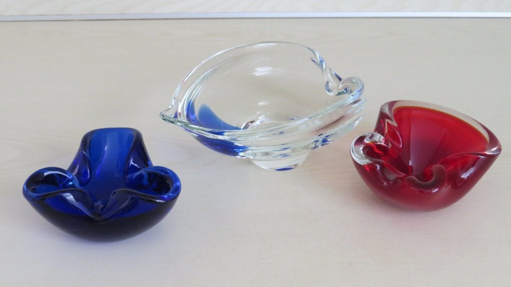 Drie maal brocante schaaltjes, glas, Ophalen of Verzenden