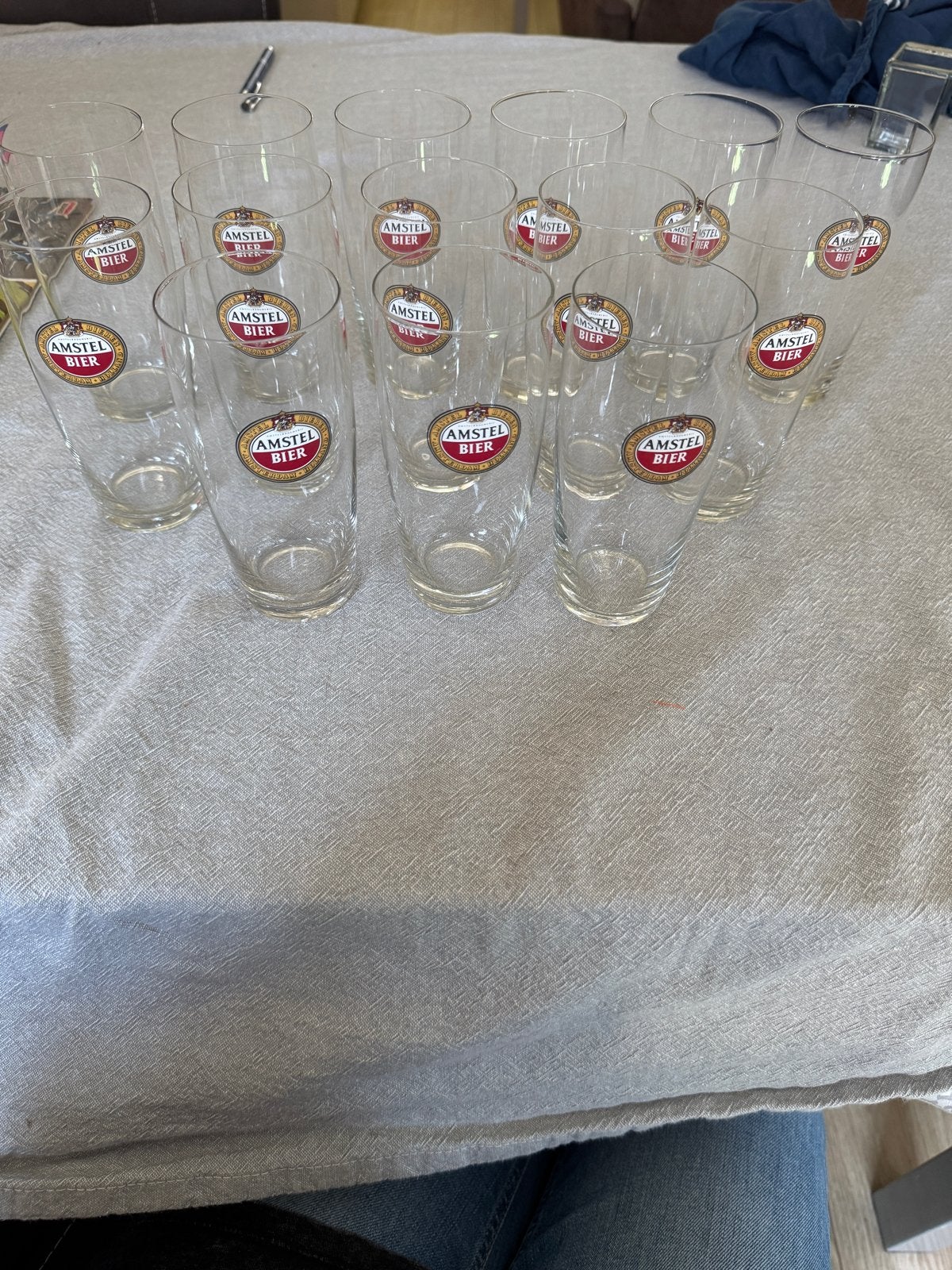 Amstel Bierglazen - Set van 12 in originele doos + 2 los, Ophalen of Verzenden, Zo goed als nieuw, Glas of Glazen, Amstel