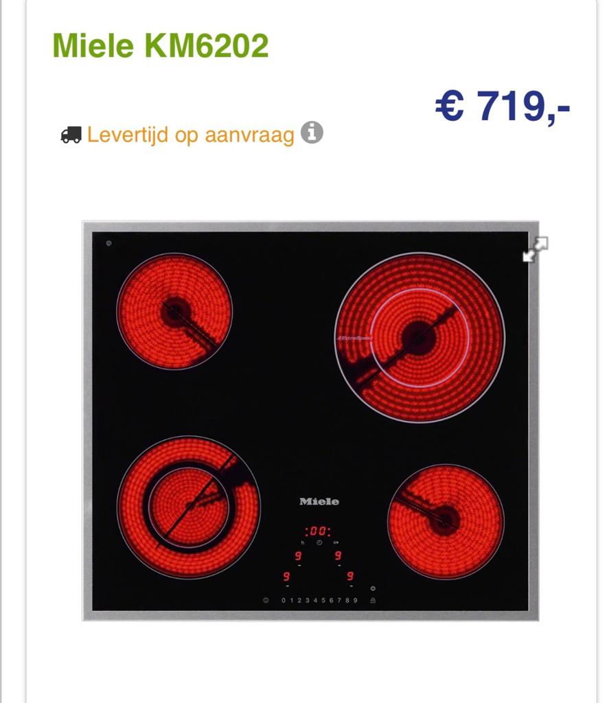 Nieuwe Miele Keramische Kookplaat KM6202 met Boosterfunctie, Ophalen, Keramisch, Nieuw, 4 kookzones