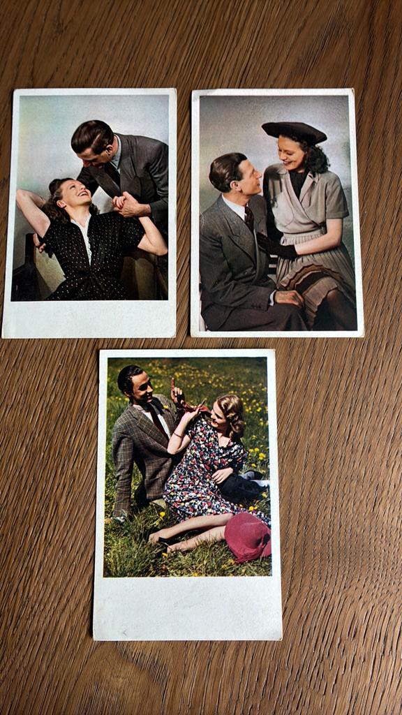 Vintage. 3 kaarten koppel, romantisch, Ophalen of Verzenden, Ongelopen