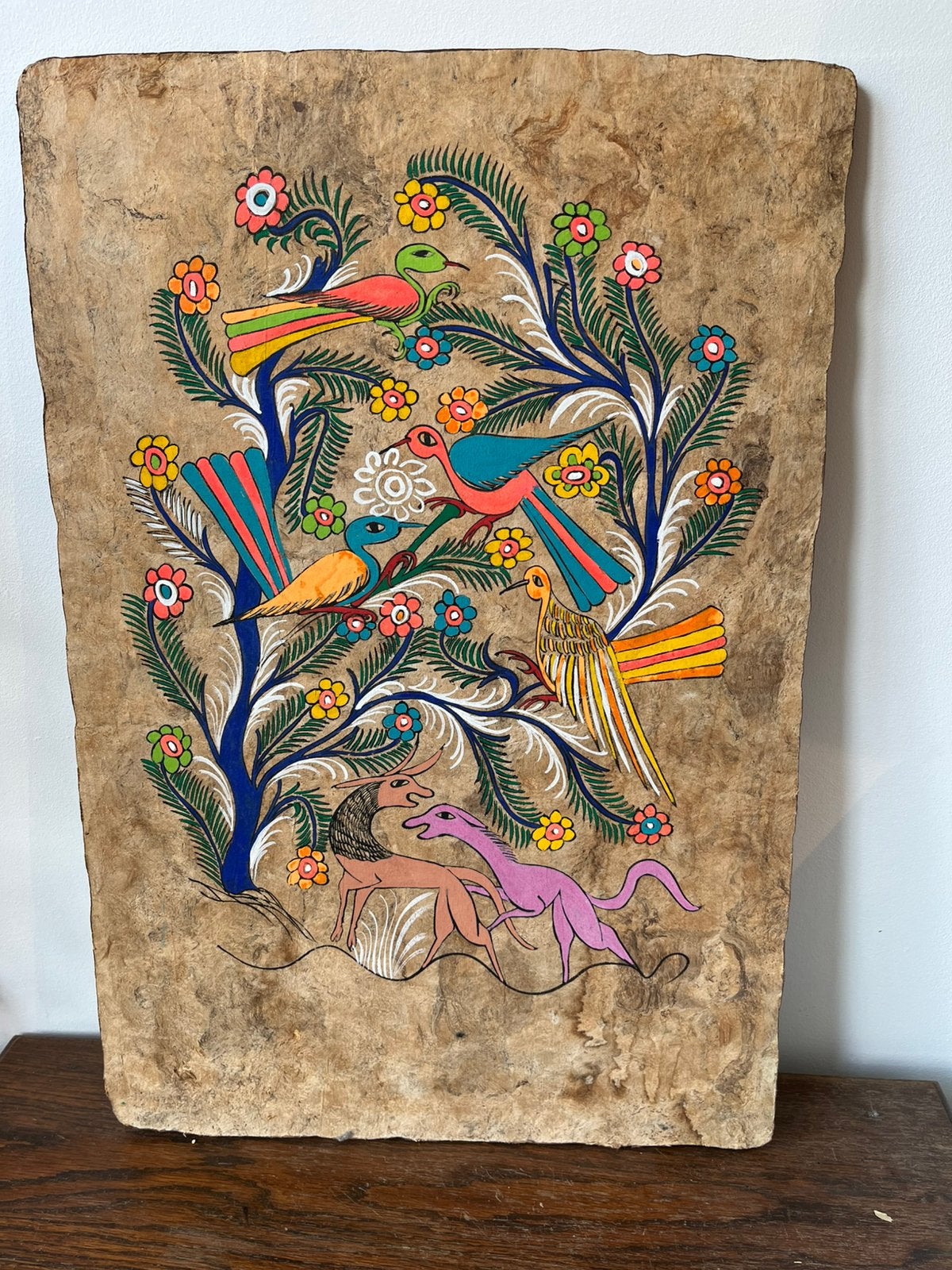 Mexicaanse volks kunst amate schors schilderij, Ophalen of Verzenden