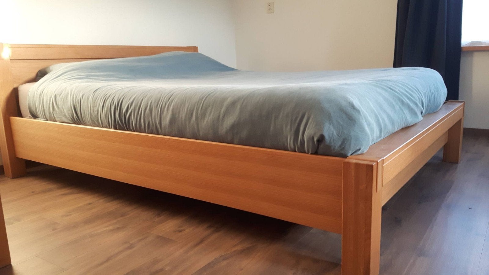 Tweepersoonsbed 160x210, Huis en Inrichting, Slaapkamer | Bedden, Ophalen, Gebruikt, Bruin, 210 cm