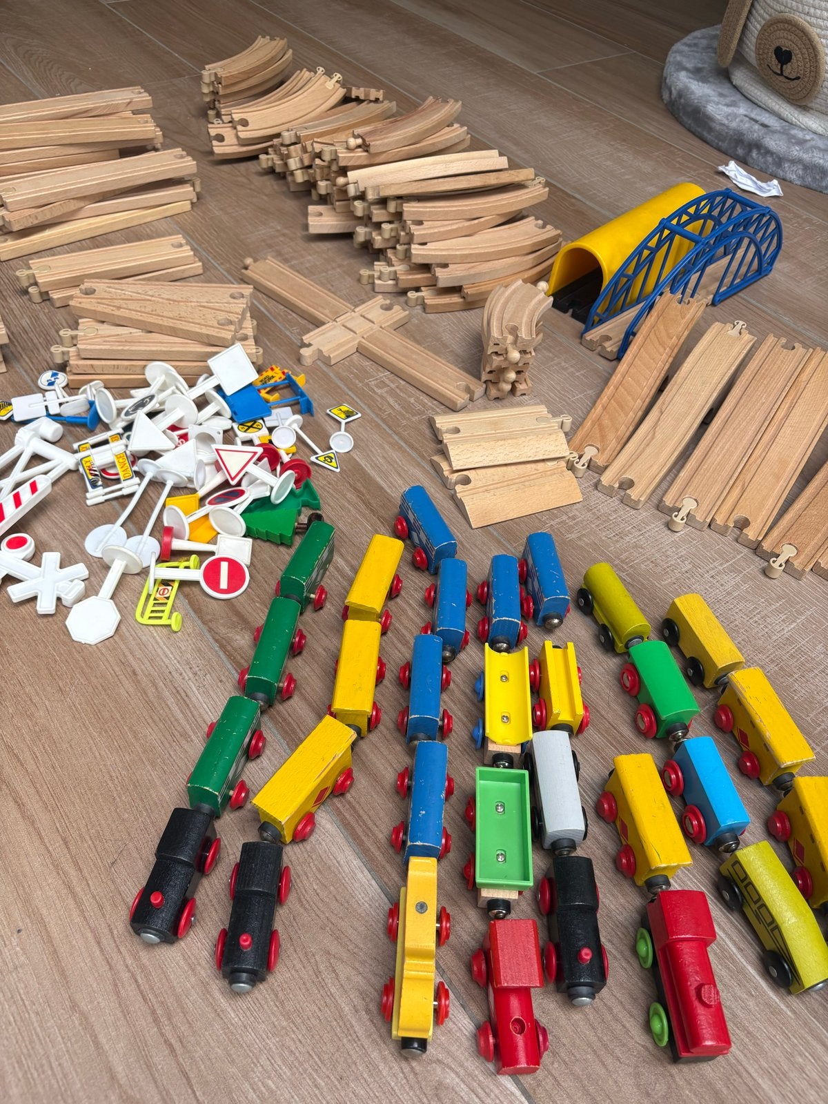 Mega grote houten treinset met veel accessoires, Ophalen of Verzenden, Gebruikt