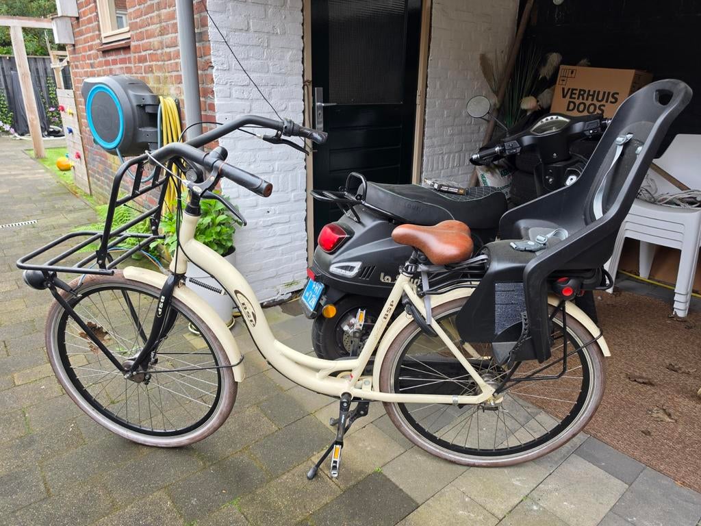 BSP moederfiets/ fiets met lage instap en kinderzitje.28inch, Fietsen en Brommers, Fietsen | Dames | Damesfietsen, Velgrem, 50 tot 53 cm