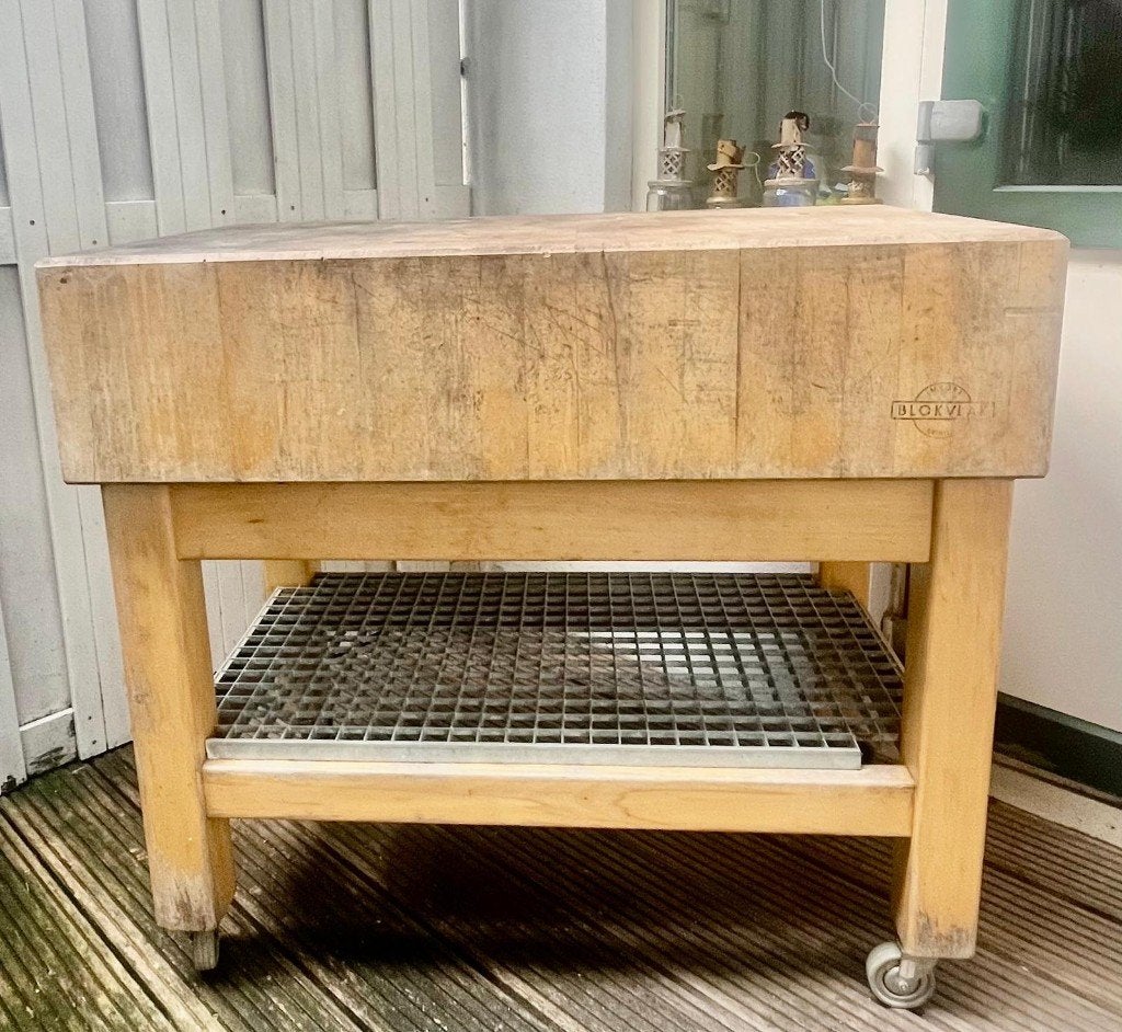 Robuust hakblok op roestvrijstalen wielen - 100x60x90cm, Ophalen, Gebruikt, 50 tot 100 cm, Minder dan 100 cm