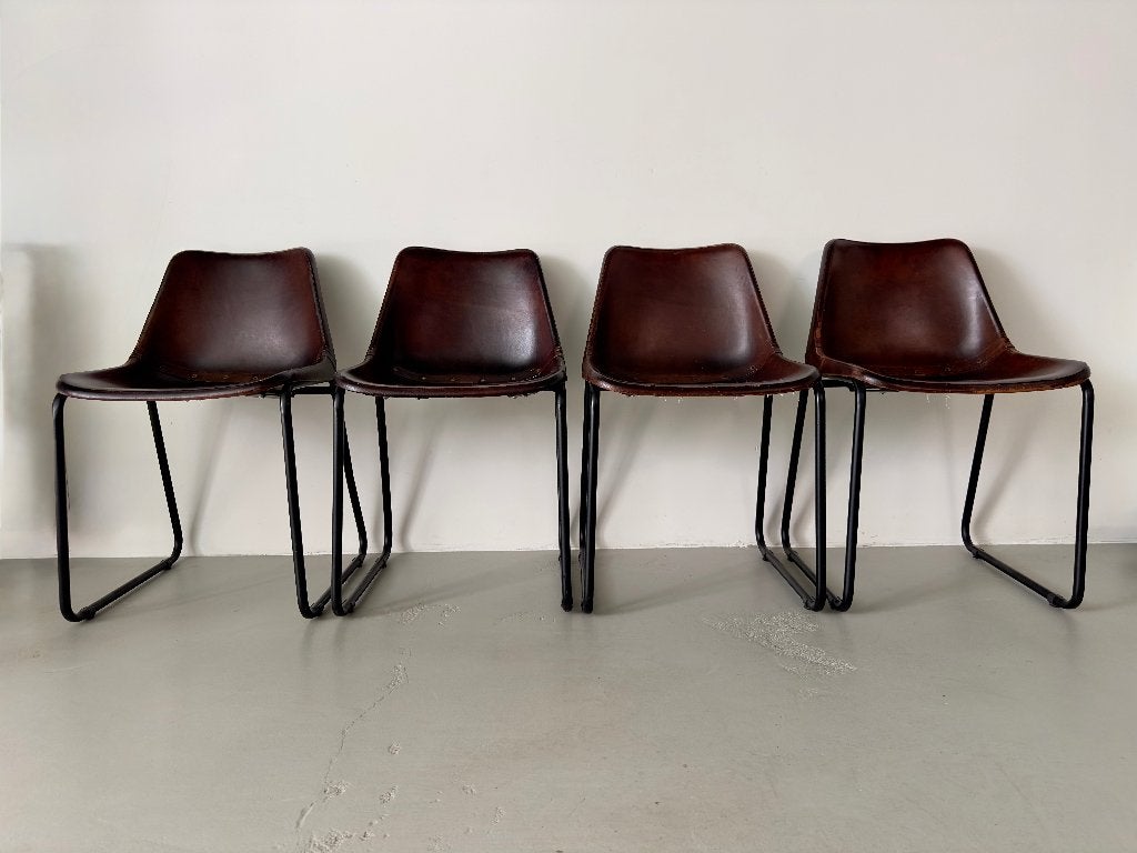 Vintage bistro stoelen, boutique stoelen, kuipstoelen, Huis en Inrichting, Stoelen, Ophalen, Gebruikt, Bruin, Vier