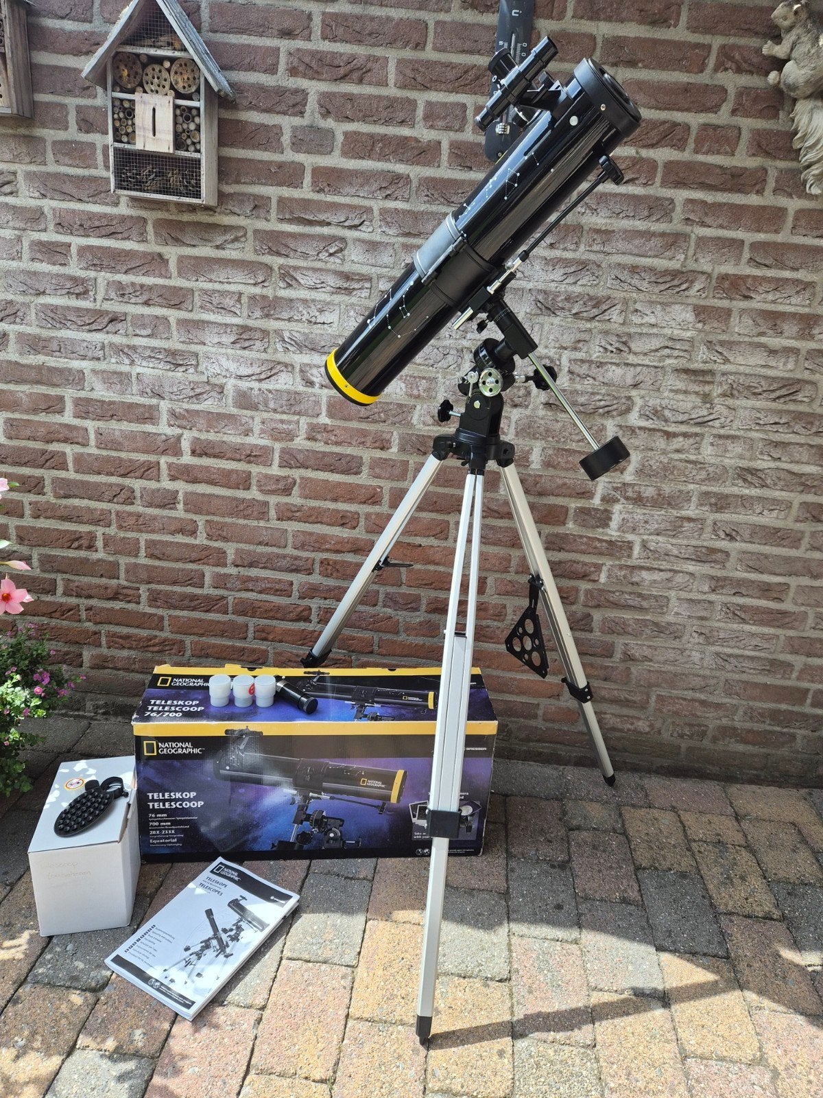 Telescoop national geographic, Ophalen, Gebruikt, Lenzentelescoop (refractor), Met statief