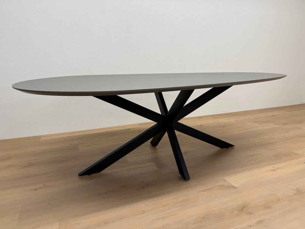 Organische eettafel HPL Antraciet 240x110 - Direct Leverbaar, 100 tot 150 cm, 200 cm of meer, Ophalen of Verzenden, Zo goed als nieuw